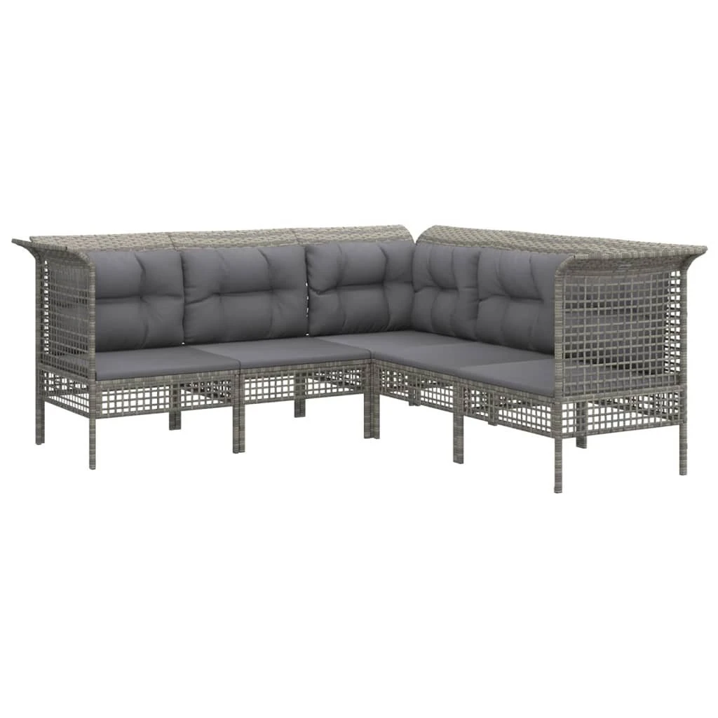 Set De Muebles De Jardín 12 Pzas Cojines Ratán Sintético Gris VidaXL - Imagen 5