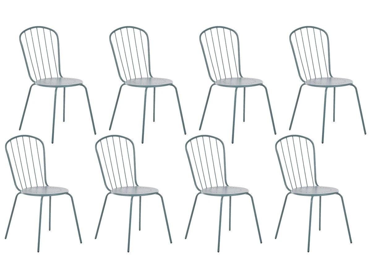 Conjunto De 8 Sillas De Jardín De Metal Azul Claro CALVI - Imagen 2