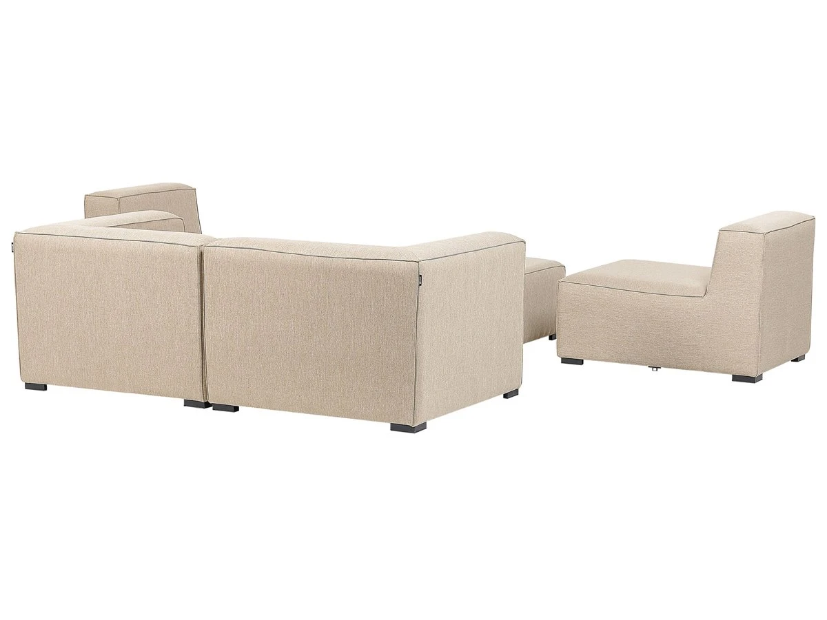 Sofá 4 Plazas Beige Arena/negro Con Reposapiés AREZZO - Imagen 12