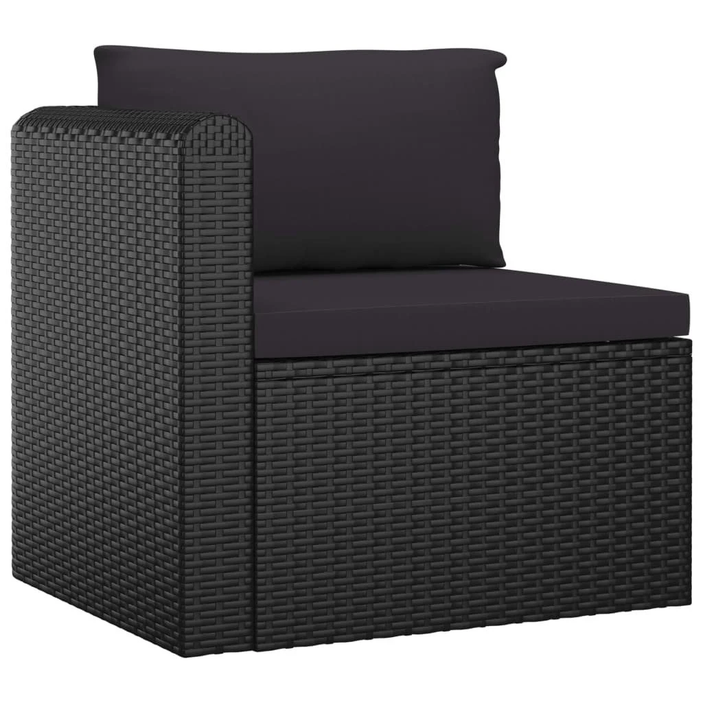 Set Muebles De Jardín 7 Piezas Y Cojines Ratán Sintético Negro VidaXL - Imagen 4