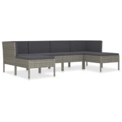 Set De Muebles De Jardín 6 Pzas Y Cojines Ratán Sintético Gris VidaXL