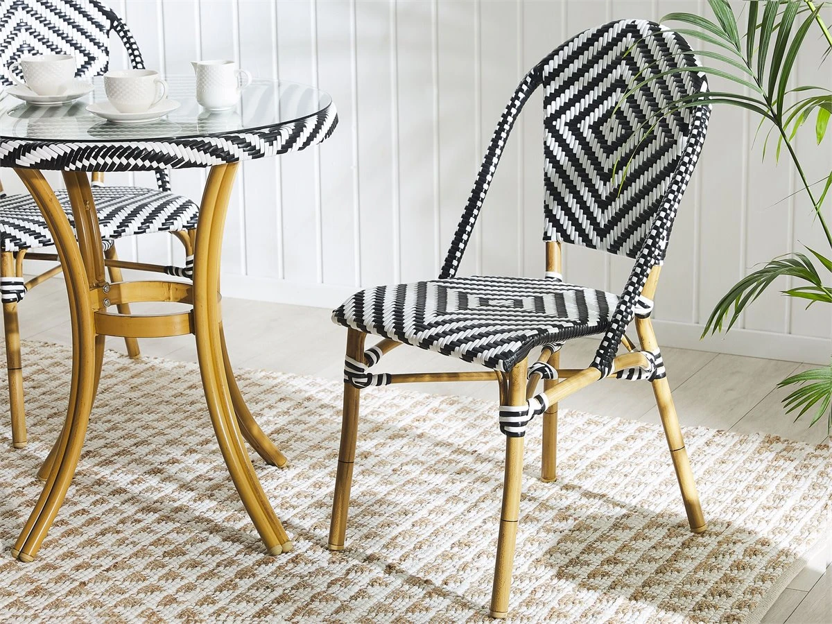 Conjunto De 4 Sillas De Jardín Negro/blanco RIFREDDO - Imagen 6