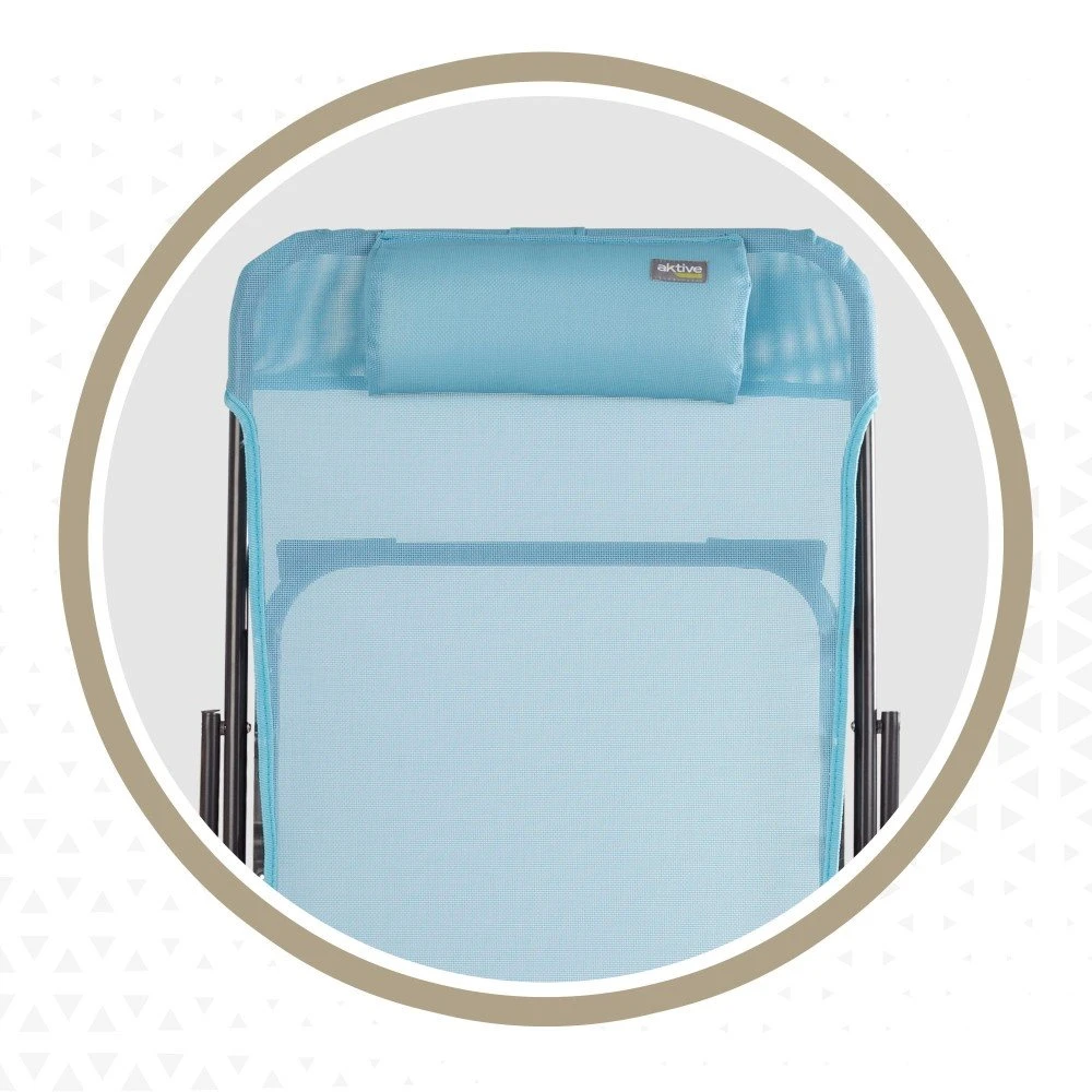Silla Tumbona Plegable De Jardín Multiposición Azul Con Asa Aktive - Imagen 6