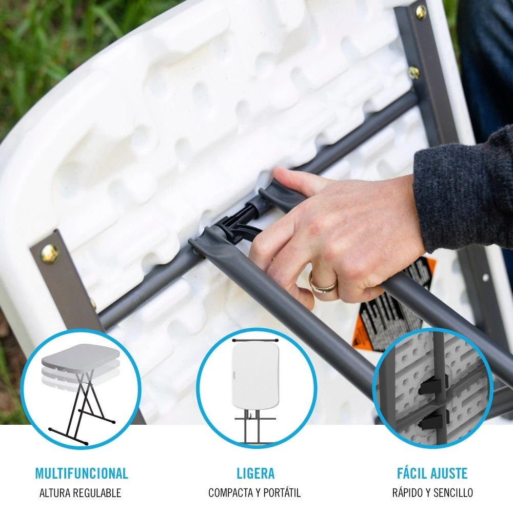 Mesa Auxiliar Plegable Ajustable En Altura LIFETIME 66 X 46 X 61-71 Cm - Imagen 3