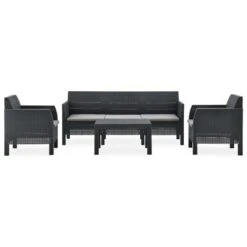 Set De Muebles De Jardín 4 Piezas Cojines PP Ratán Gris Antracita VidaXL