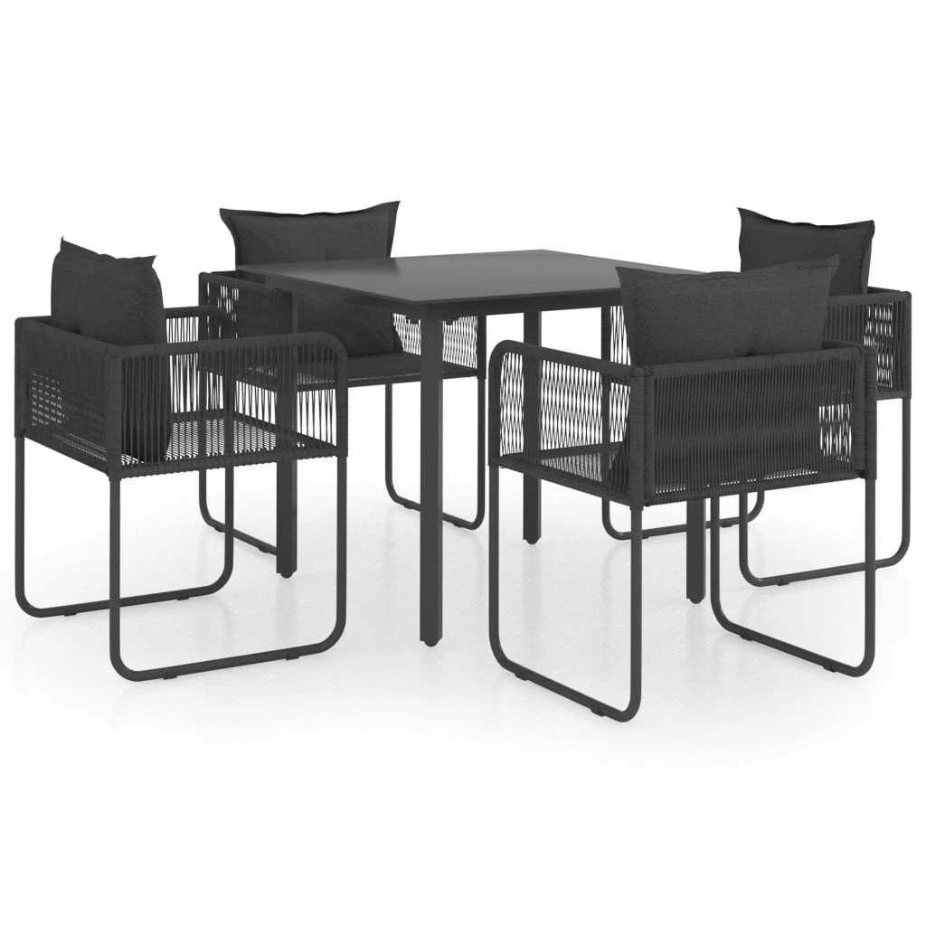 Set De Comedor De Jardín De 5 Piezas PVC Ratán Negro VidaXL - Imagen 2