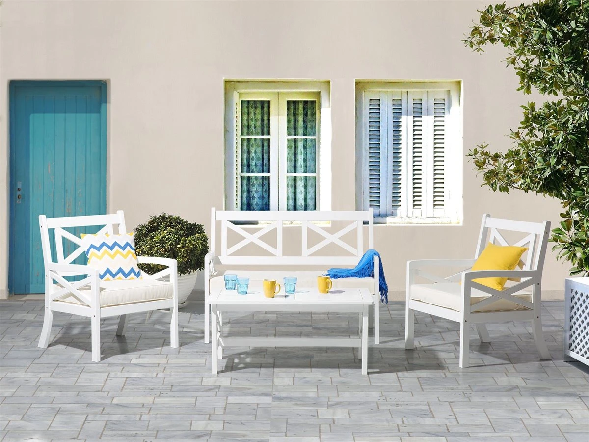 Mesa De Jardín De Madera De Acacia Blanca 100 X 55 Cm BALTIC - Imagen 4