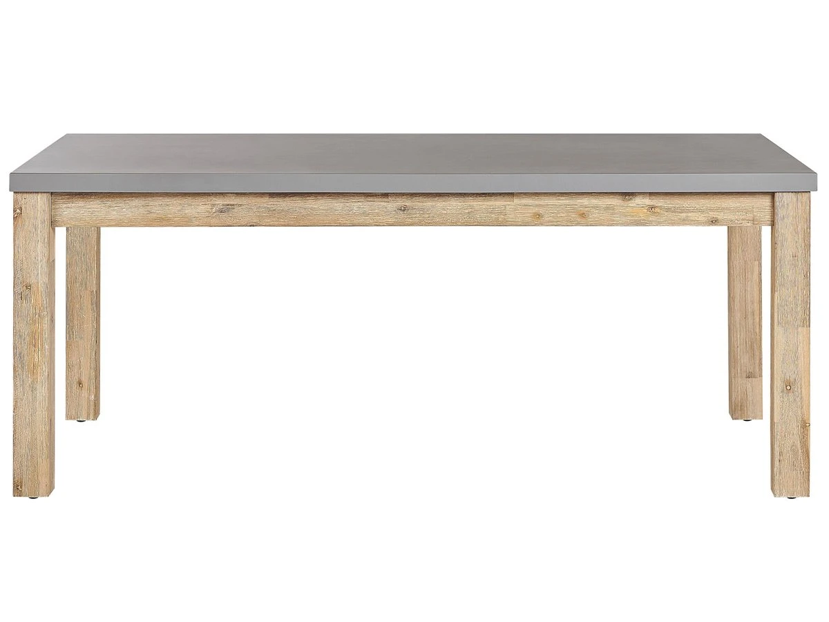 Conjunto De Jardín Mesa 2 Bancos Y 2 Taburetes De Cemento Reforzado Gris/madera Clara OSTUNI - Imagen 7