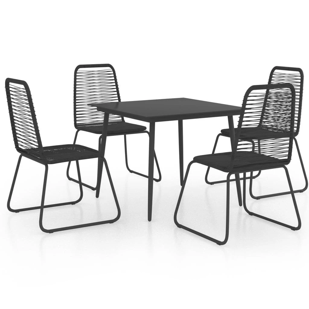 Set De Comedor De Jardín De 5 Piezas PVC Ratán Negro VidaXL - Imagen 2