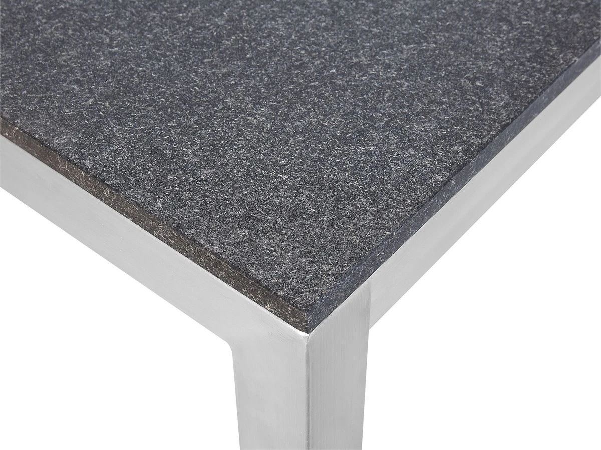 Mesa De Comedor De Metal/granito Gris Grafito/plateado 180 X 90 Cm GROSSETO - Imagen 5