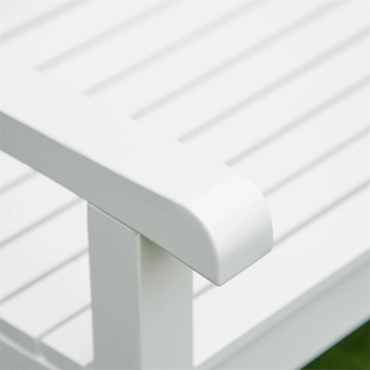 Outsunny Banco De Madera Maciza Exterior De 2 Plazas 123x61x89,5 Cm Banco De Jardín Con Respaldo Decorativo Y Reposabrazos Para Terraza Balcón Patio Carga 250 Kg Blanco - Imagen 4