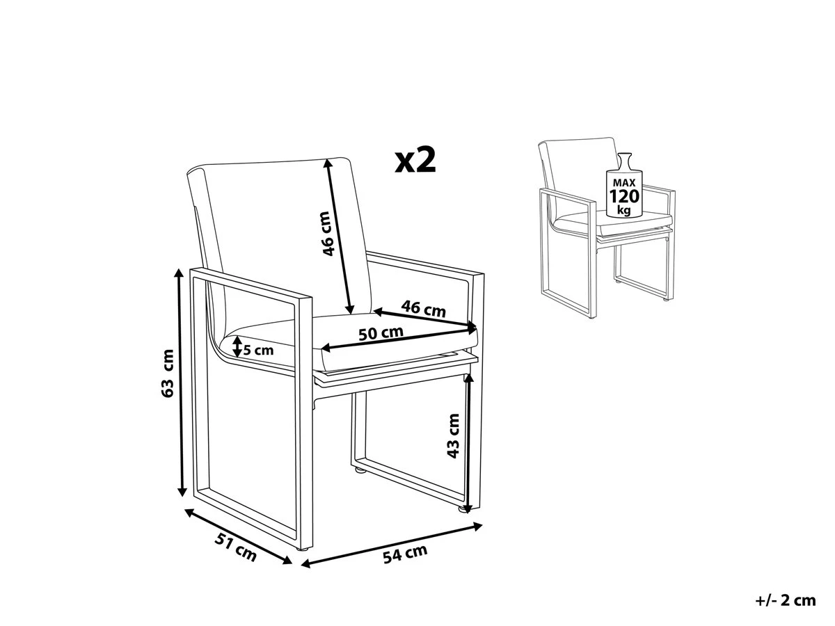 Conjunto De 2 Sillas De Jardín De Aluminio PANCOLE - Imagen 3
