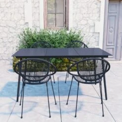 Juego De Comedor De Jardín 5 Piezas Ratán PVC Negro VidaXL