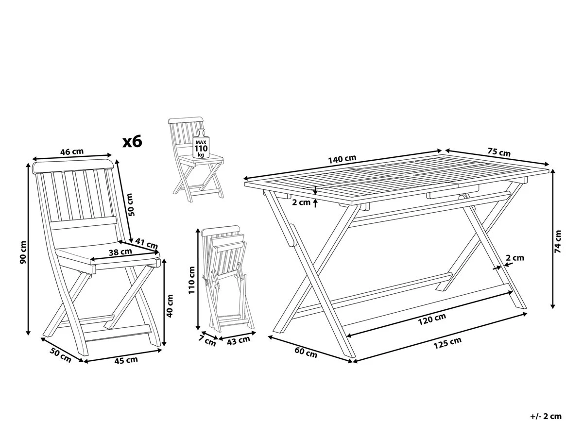 Conjunto De Jardín En Madera De Acacia 6 Plazas CENTO - Imagen 3