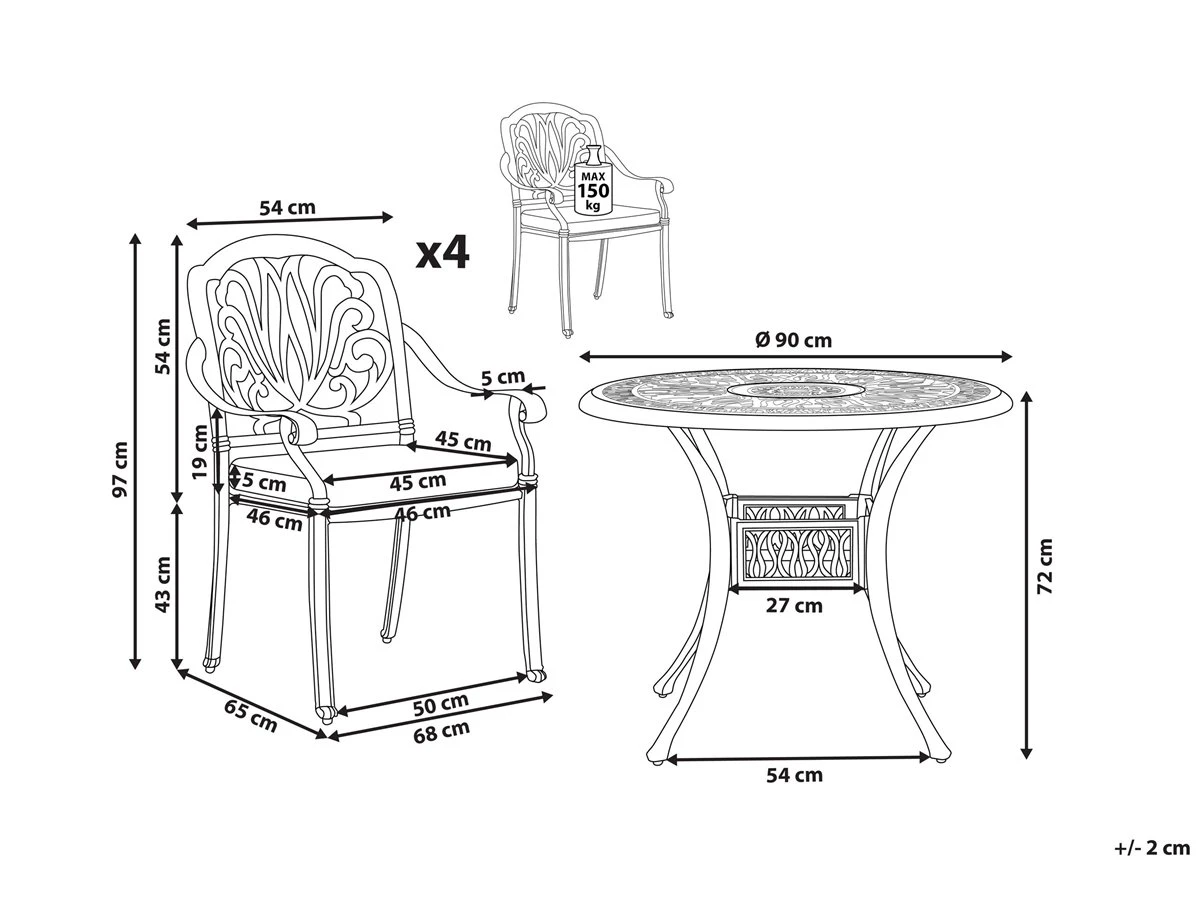 Conjunto De Jardín Marrón Oscuro ANCONA - Imagen 3