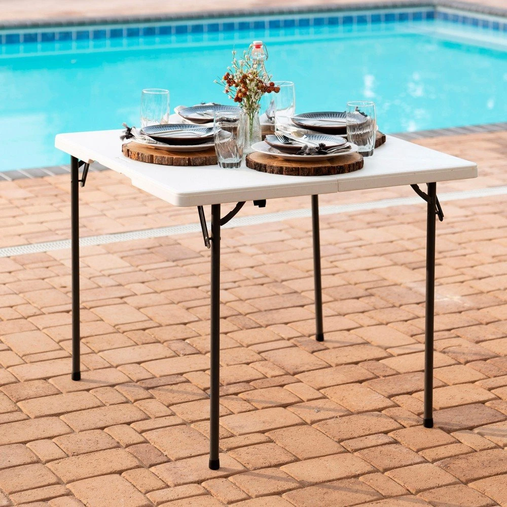 Mesa Cuadrada Plegable Blanco LIFETIME 94x94x74 Cm - Imagen 5