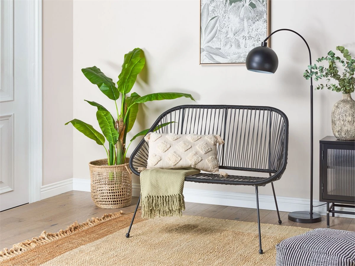 Banco De Jardín 2 Plazas De Ratán Negro ACAPULCO - Imagen 4