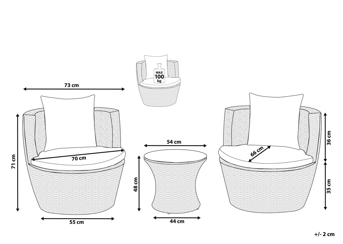 Conjunto De Jardín En Ratán Gris CAPRI - Imagen 3