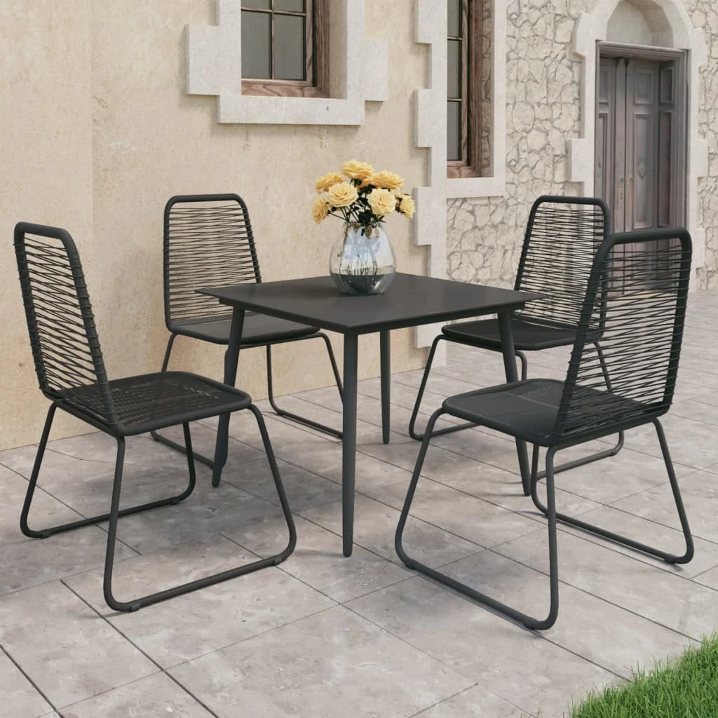 Set De Comedor De Jardín De 5 Piezas PVC Ratán Negro VidaXL - Imagen 3