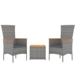 Juego Muebles Jardín 3 Pzas Madera Acacia Ratán Sintético Gris VidaXL