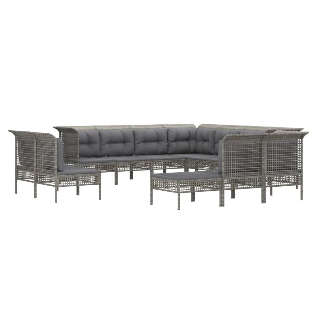 Set De Muebles De Jardín 12 Pzas Cojines Ratán Sintético Gris VidaXL - Imagen 2