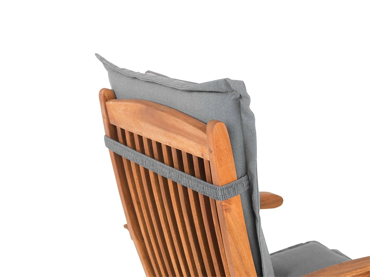 Conjunto De 2 Sillas De Jardín De Madera De Acacia Con Cojines Gris MAUI - Imagen 9