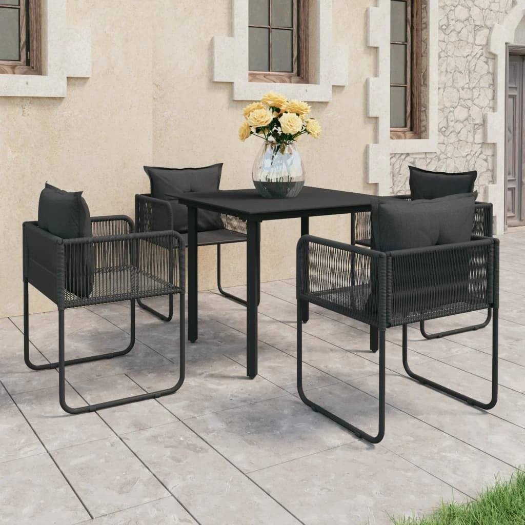 Set De Comedor De Jardín De 5 Piezas PVC Ratán Negro VidaXL