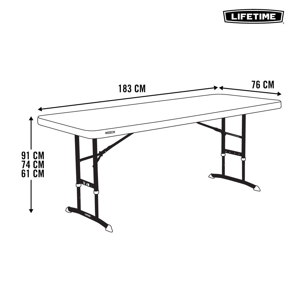 Mesa Plegable Ajustable En Altura LIFETIME 183x76x61-91 Cm - Imagen 8