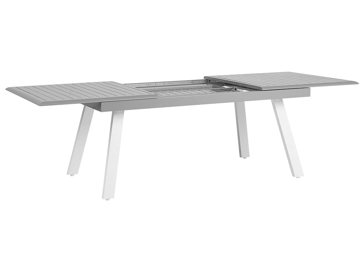 Mesa De Jardín Extensible De Metal Gris Claro/blanco 175/255 X 100 Cm PERETA - Imagen 7