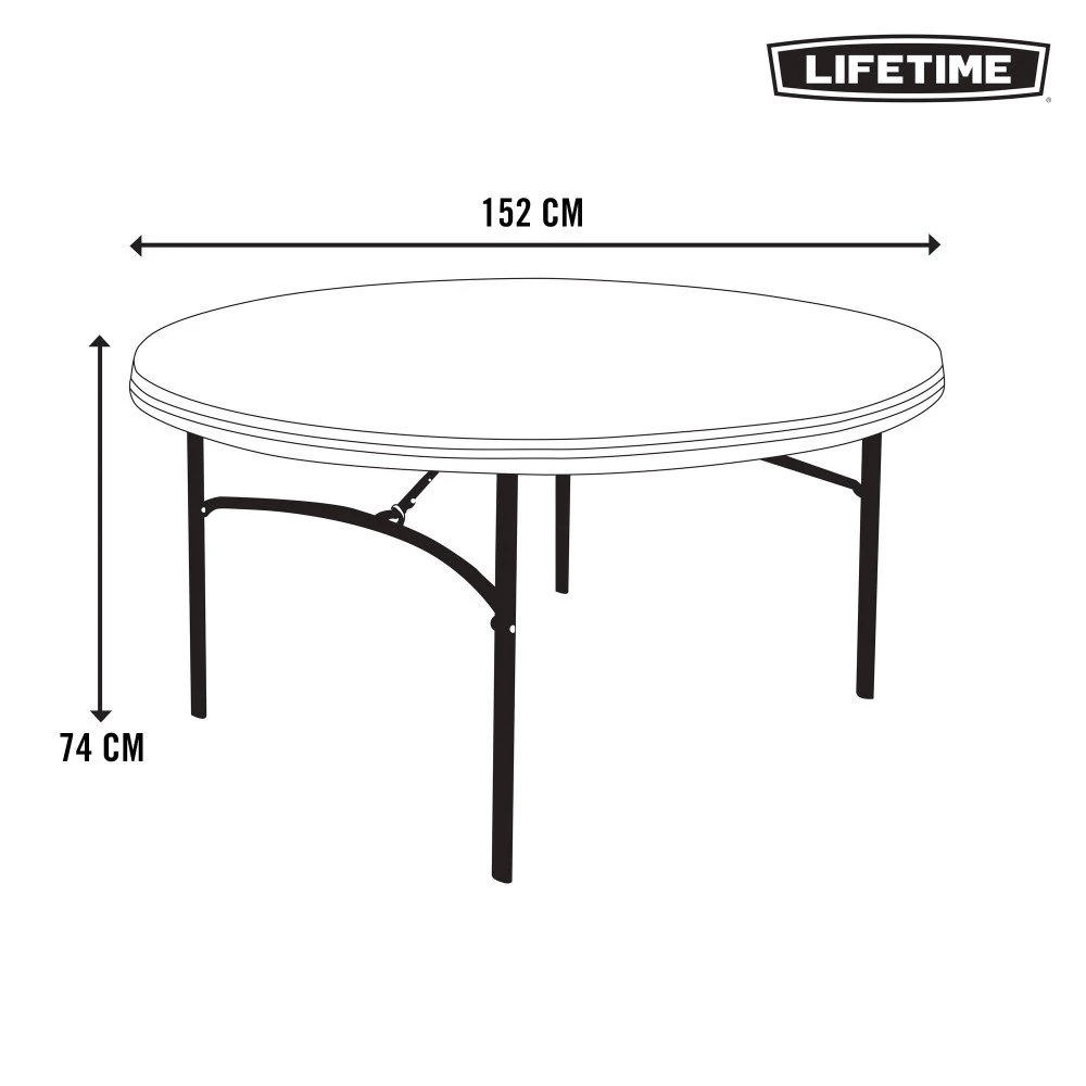 Mesa Redonda Patas Plegables Crema LIFETIME Ø152 X 74 Cm - Imagen 7
