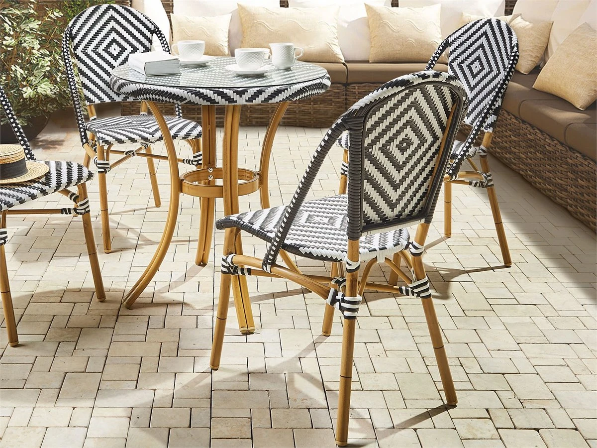 Conjunto De 4 Sillas De Jardín Negro/blanco RIFREDDO - Imagen 5