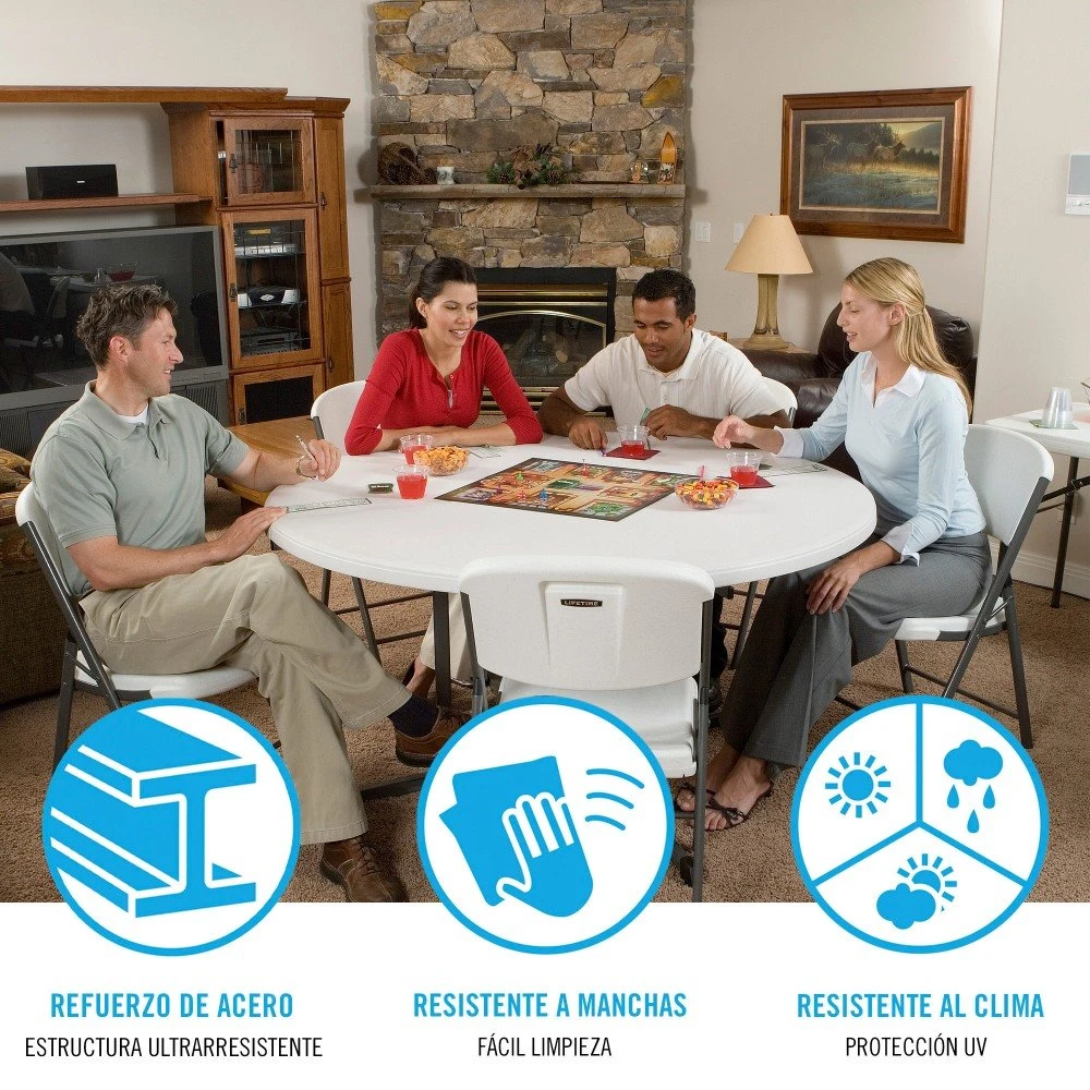 Mesa Redonda Plegable Blanco LIFETIME Ø152 X 75,5 Cm - Imagen 4