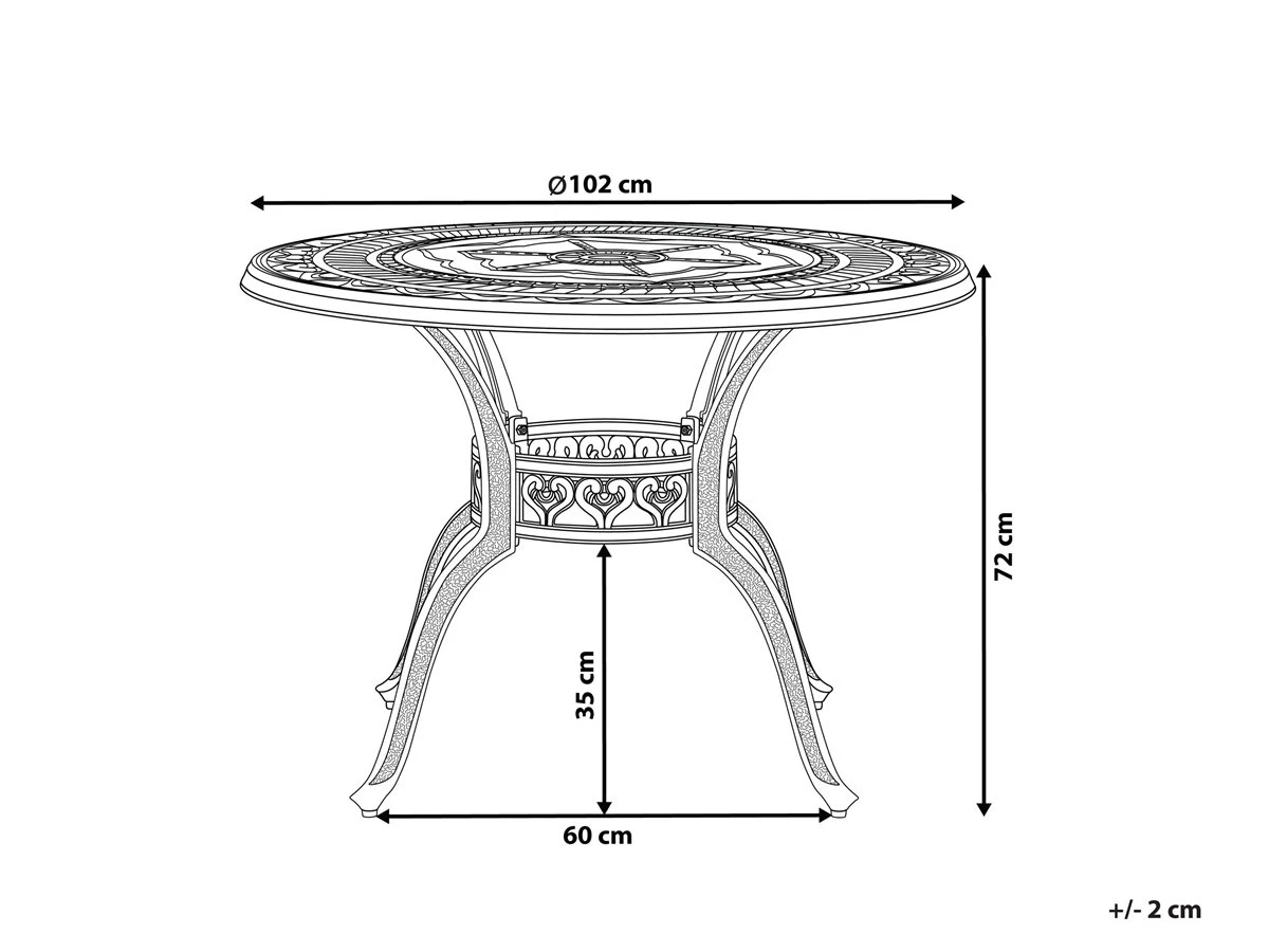 Mesa De Jardín De Metal Marrón Oscuro ⌀ 102 Cm SALENTO - Imagen 3
