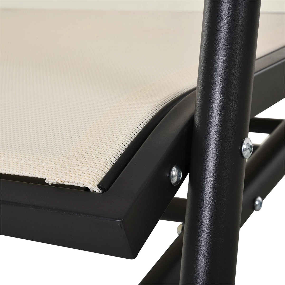 Outsunny Banco Balancín De 2 Plazas Silla Mecedora De Jardín Tubo De Metal Y Tela Texteline Transpirable Para Exterior Carga Máx. 200 Kg 120x70x85 Cm Beige - Imagen 11