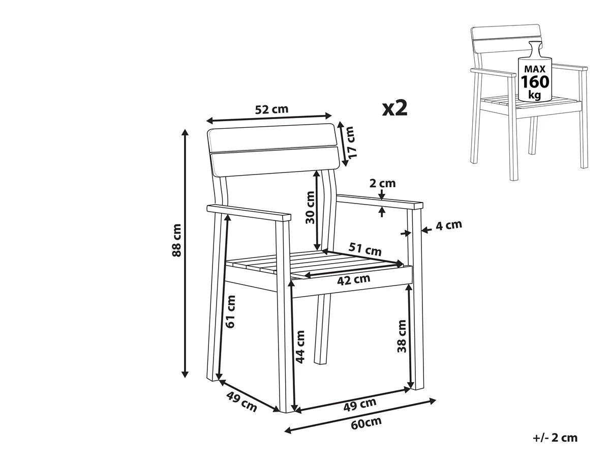 Conjunto De 2 Sillas De Madera De Acacia Clara FORNELLI - Imagen 3