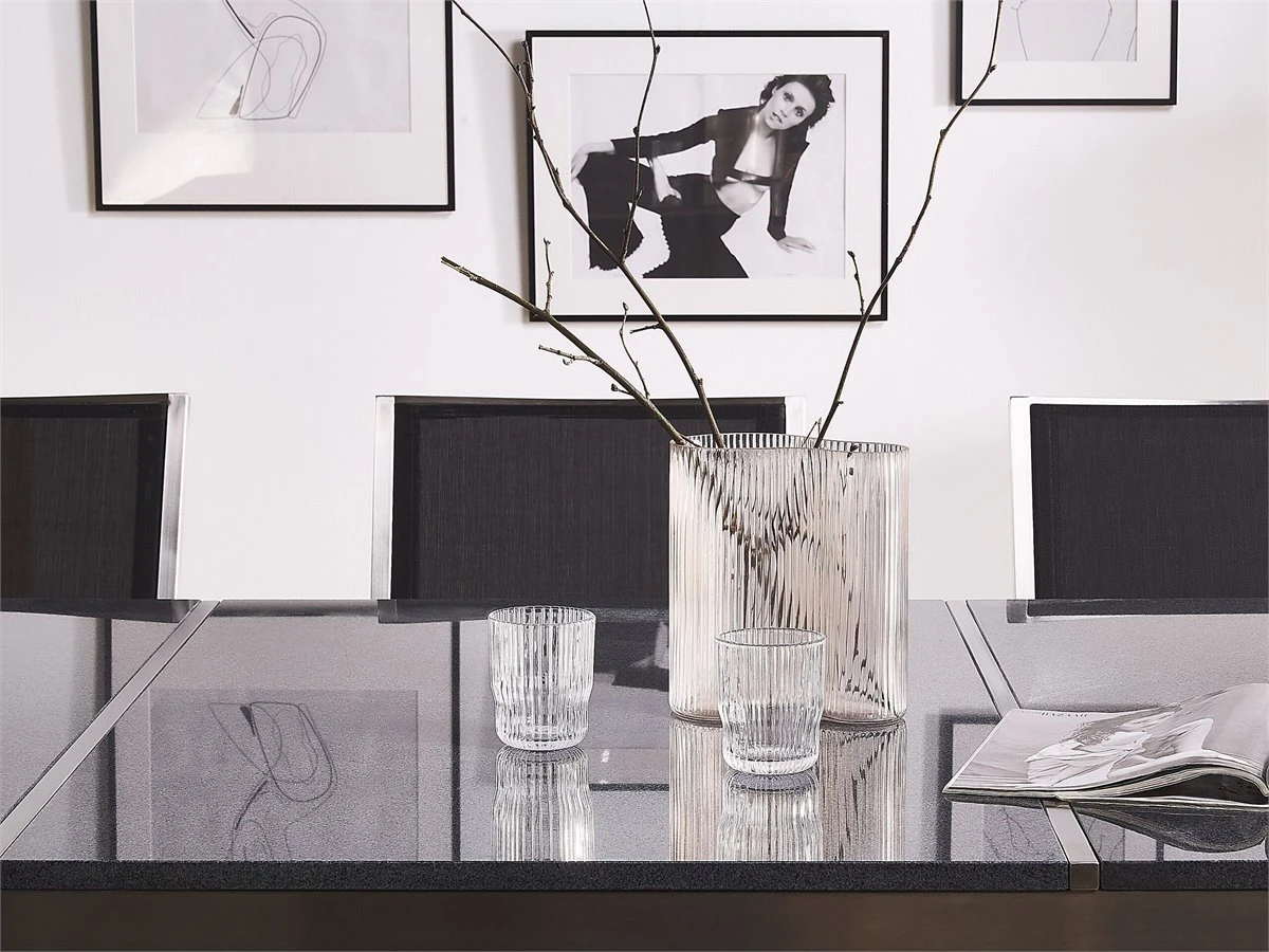 Mesa De Comedor De Metal/granito Gris Oscuro/plateado 220 X 100 Cm GROSSETO - Imagen 6