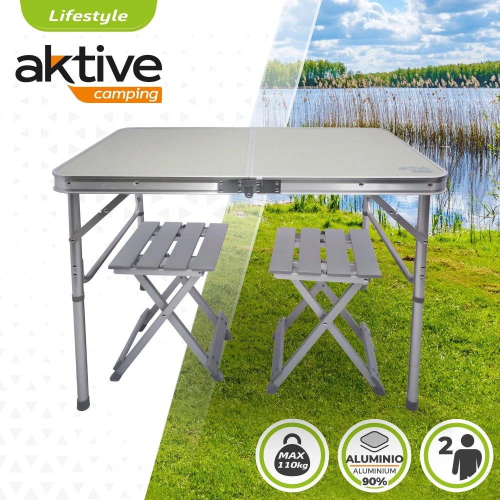 Mesa Plegable Camping Con 2 Taburetes Aktive - Imagen 2