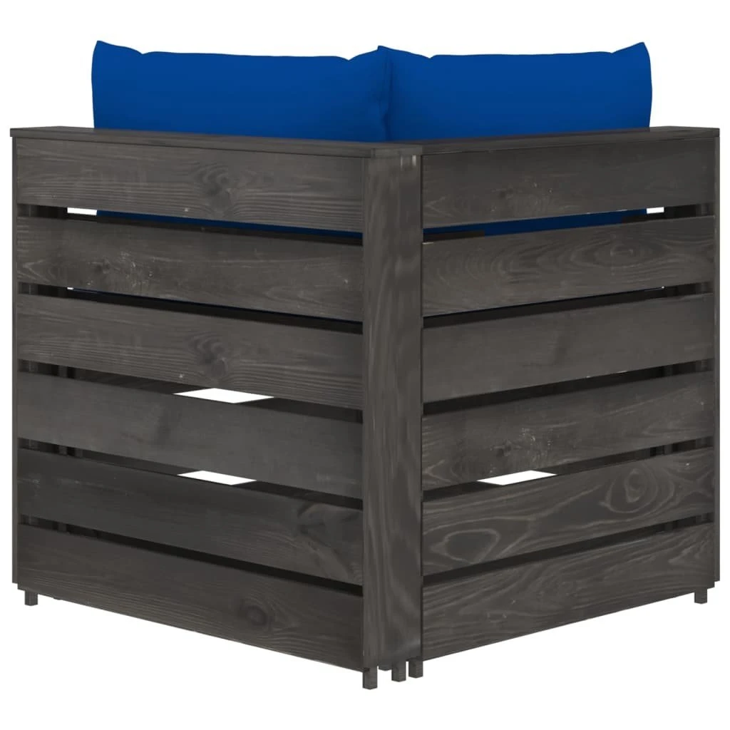 Sofá De Jardín De 2 Plazas Con Cojines Madera Impregnada Gris VidaXL - Imagen 5