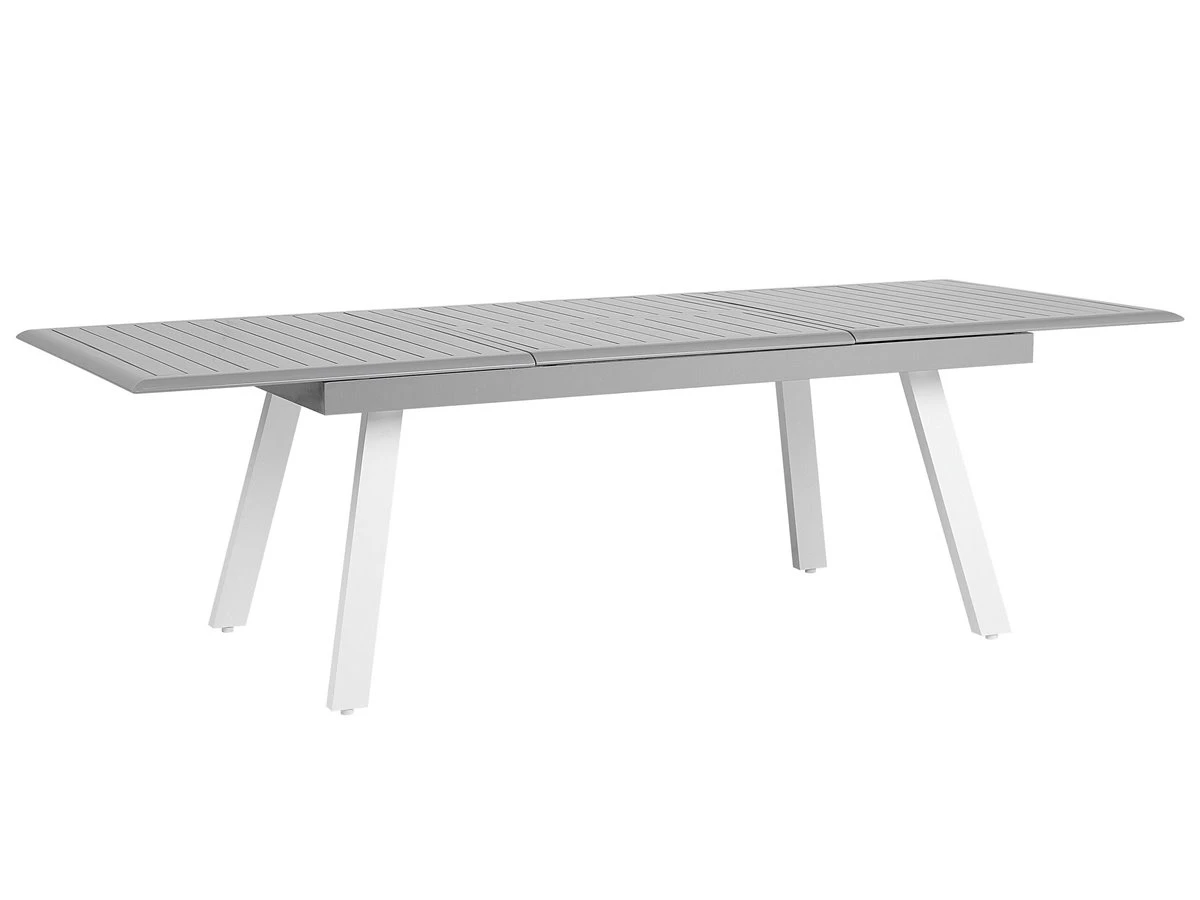 Mesa De Jardín Extensible De Metal Gris Claro/blanco 175/255 X 100 Cm PERETA - Imagen 2