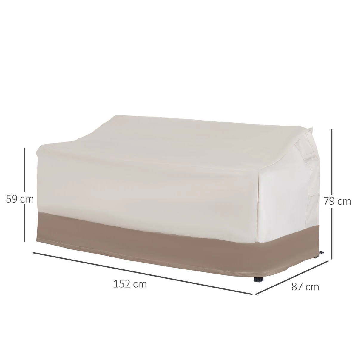 Outsunny Funda Protectora Para Banco 2-3 Plaza Cubierta De Muebles Impermeable Exterior Jardín Protección Contra Lluvia Y Sol 152x87x59/79cm 600D Tela Oxford - Imagen 3