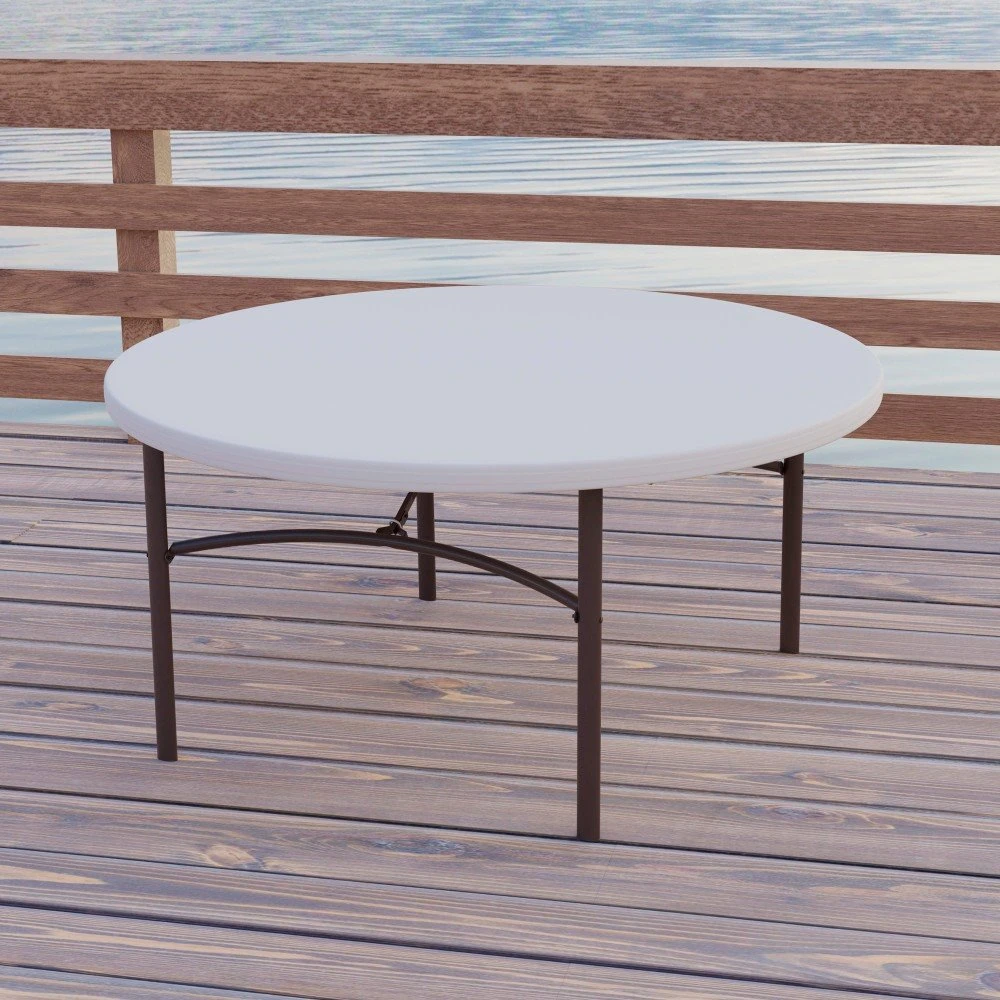 Mesa Redonda Patas Plegables Crema LIFETIME Ø152 X 74 Cm - Imagen 6