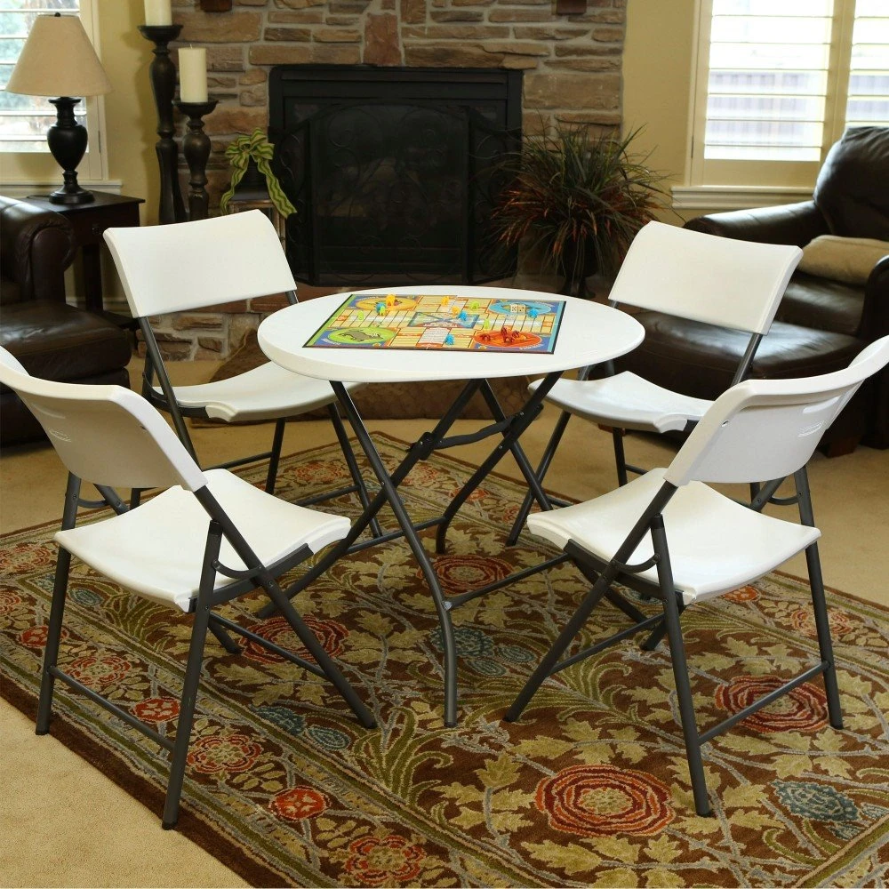 Mesa Auxiliar Plegable Redonda Blanco LIFETIME Ø84 X 74 Cm - Imagen 6