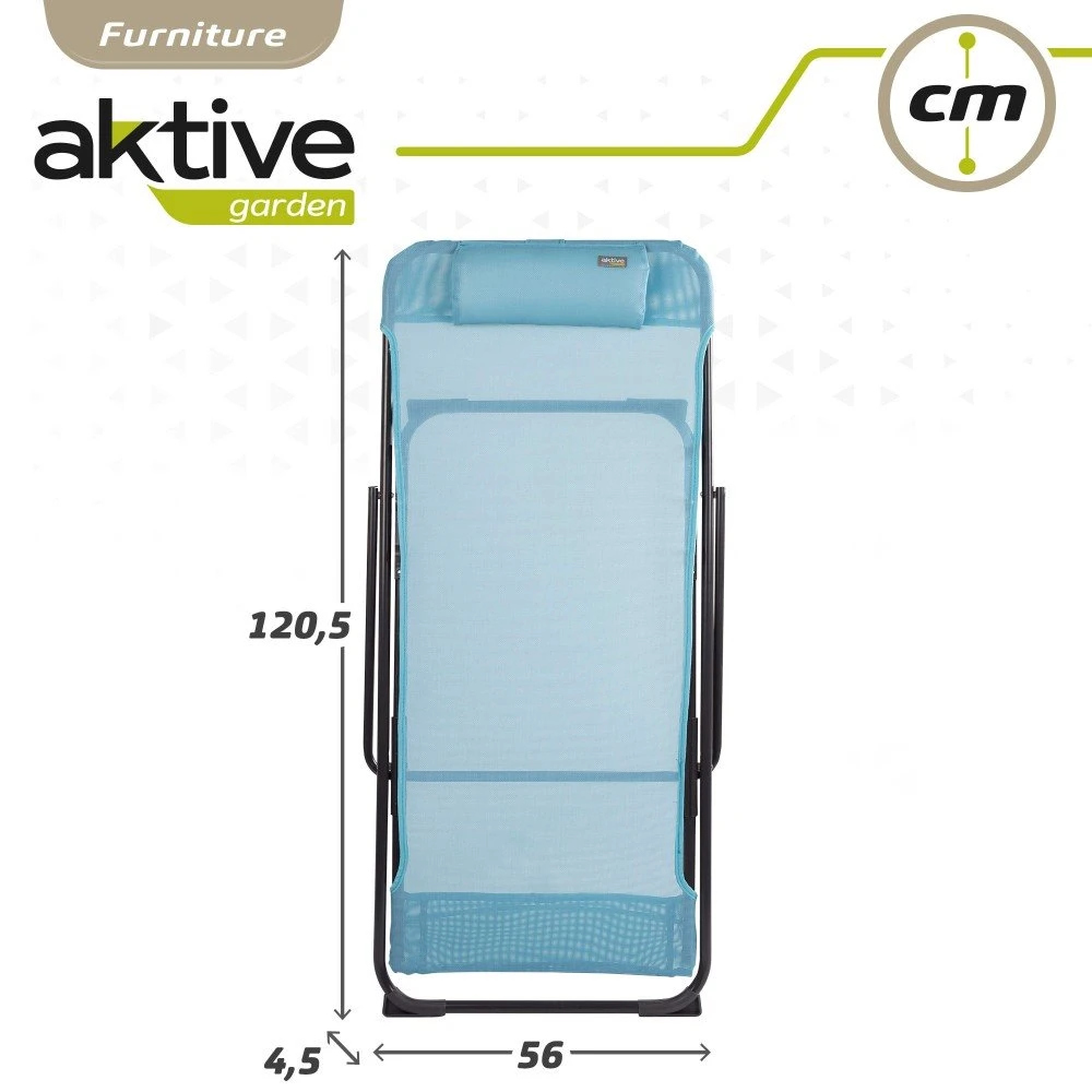 Silla Tumbona Plegable De Jardín Multiposición Azul Con Asa Aktive - Imagen 7