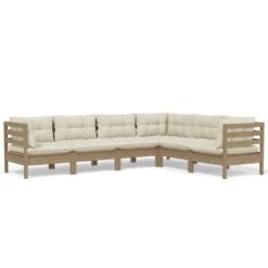 Muebles De Jardín 6 Pzas Y Cojines Madera De Pino Marrón Miel VidaXL