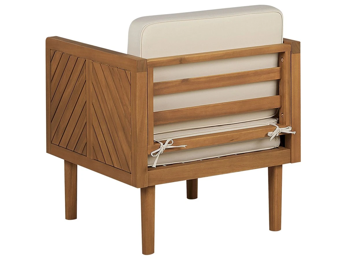 Sillón De Jardín De Madera De Acacia Madera Clara/blanco Crema BARATTI - Imagen 5