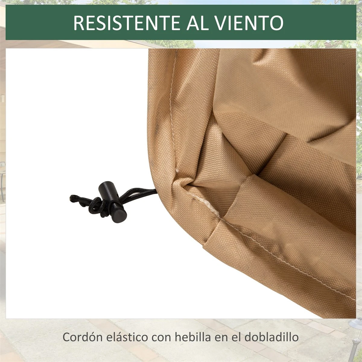 Outsunny Funda Protectora Para Muebles De Jardín 275x208x78 Tela Oxford 600D Impermeable Cubierta Para Sofás Mesas Exterior Con 4 Ventilaciones 5 Asas Y Cordón De Tracción Beige - Imagen 4