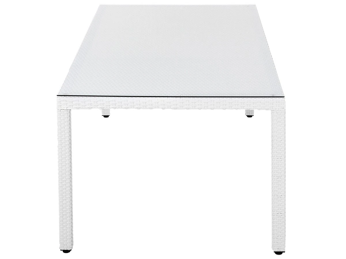 Mesa De Jardín De Ratán Blanco 220 X 100 Cm ITALY - Imagen 5