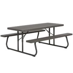 Mesa Con Bancos Plegable Ultrarresistente Marrón LIFETIME 183x76x74 Cm UV100