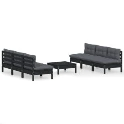 Muebles De Jardín 7 Pzas Con Cojines Antracita Madera De Pino VidaXL