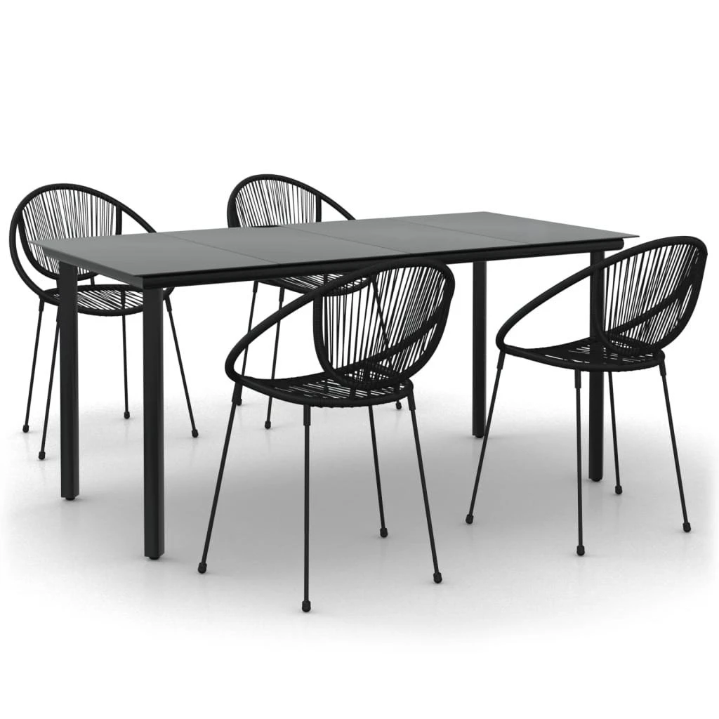 Juego De Comedor De Jardín 5 Piezas Ratán PVC Negro VidaXL - Imagen 2